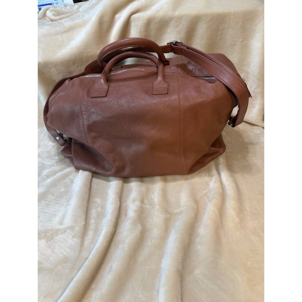 Royce New York Duffel Bag Unisex Large Brown Pebbled Leather Weekender Travel